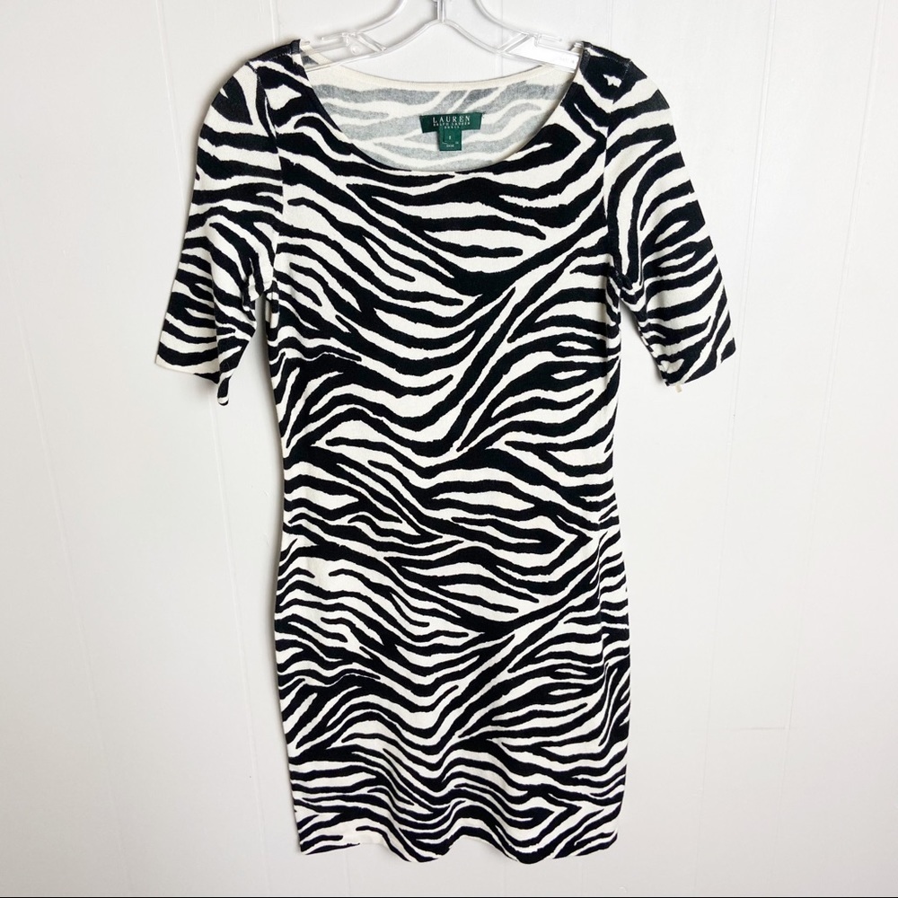 Ralph Lauren Animal Print Zebra Dress Size S Green Label